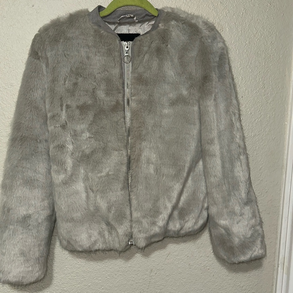 New Look brand faux fur bomber jacket USA 4